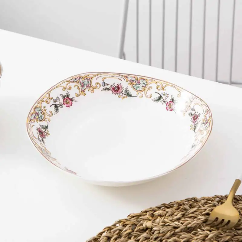 4pcs set, 8inch, fine bone china food serving dishes, ceramic dinner plates set, dish plate for et party, salad servies set