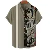 Hawaiian Men's Casual Shirt, Beach Short Sleeve 3D Musical Instrument Print Lapel, Single Button, New Summer 2024 5