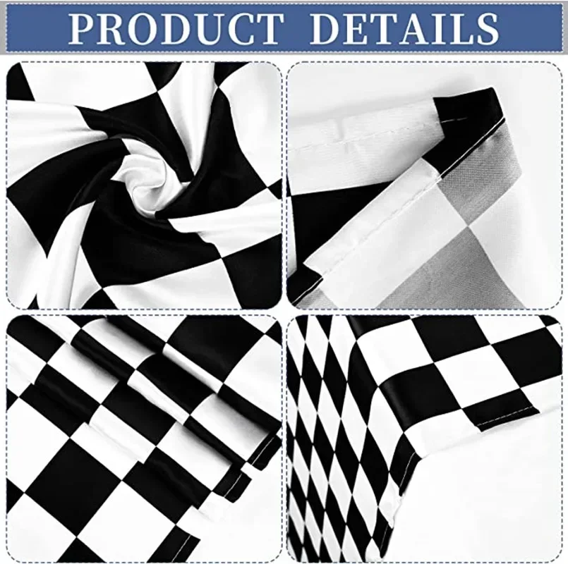 Classic Black White Checkered Table Runner Polyester Racing Theme Party Table Decor Soccer Goal Cup Wedding Table Runners 6