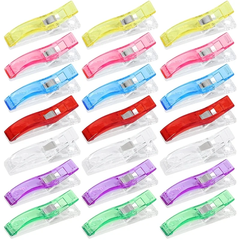 21PCS Transparent Multi-Purpose Sewing Clips, Used for Fabric Binding, Patchwork, Handicrafts, Sewing Supplies and Accessories