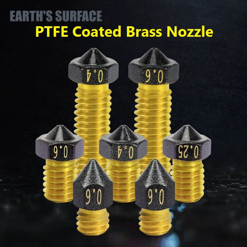 ES-3D Printer Parts PTFE Coated Brass Nozzle MK8 E3D 0.4mm For 1.75MM Supplies CR10/S Ender-3 3D Printer Extruder Head 3d printer parts cht high flow clone nozzle 0 2mm 1 2mm for 1 75mm supplies cr10 cr10s ender 3 extruder head 3d printer nozzle