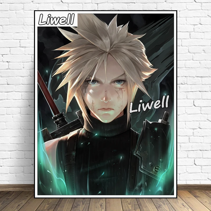Final Fantasy Tifa Strife Diamond Painting Mosaic Cross Stitch Dark And Lighting Hero Wall Art Picture Embroidery Kit Home Decor