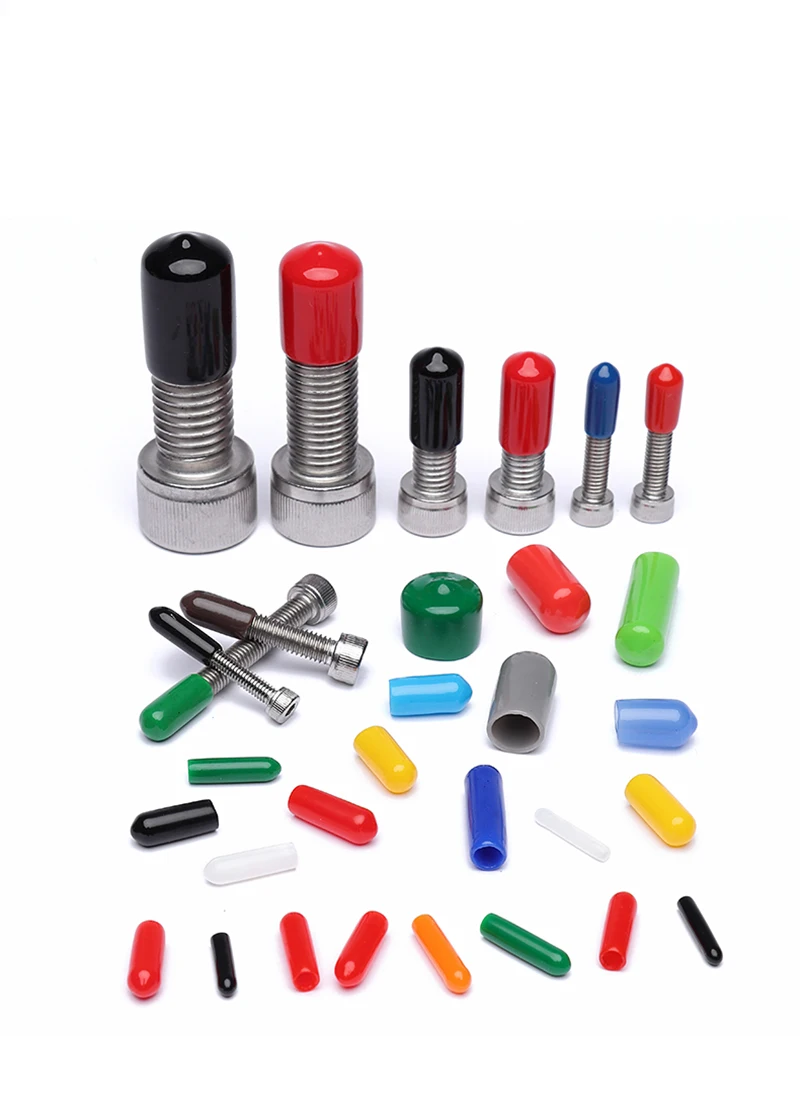 Black Red 1.3-90mm Rubber Cap Seals Nuts Silicone Sleeve Stopper Plugs Soft Cover End Caps Thread Protection Protective Lid Plug