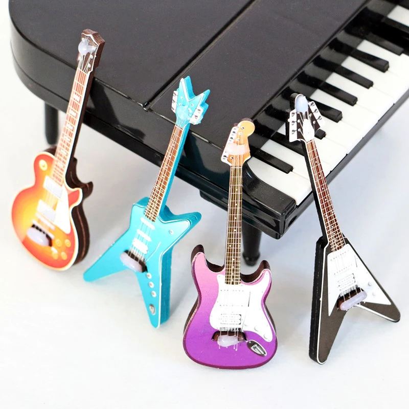 1/12 Dollhouse Miniature Guitar Toys Dollhouse Musical Instrument Model Dolls House Furniture Decoration Accessories 5
