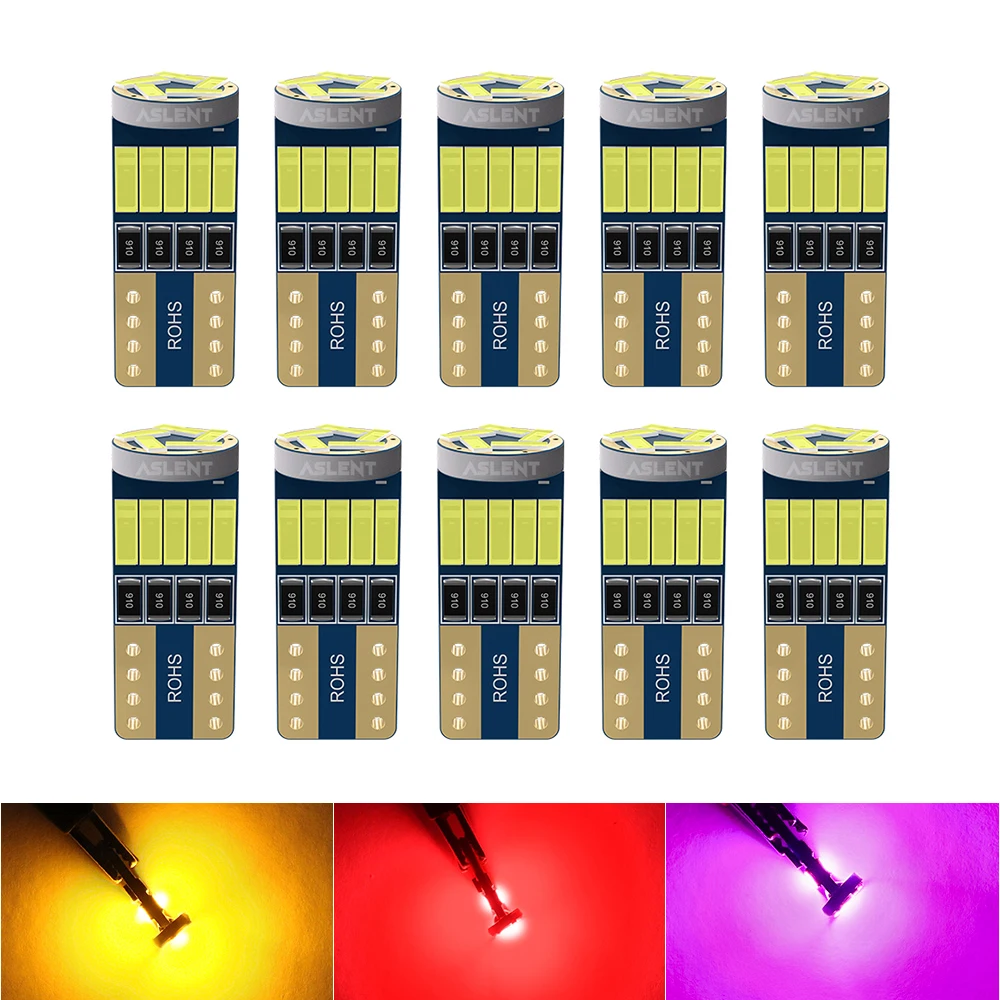 

10pcs Canbus T10 W5W 168 194 LED Bulbs 15SMD 4014 Chips No Error Car License Plate Lights Reading Map Dome Lamp 12V 6000K White