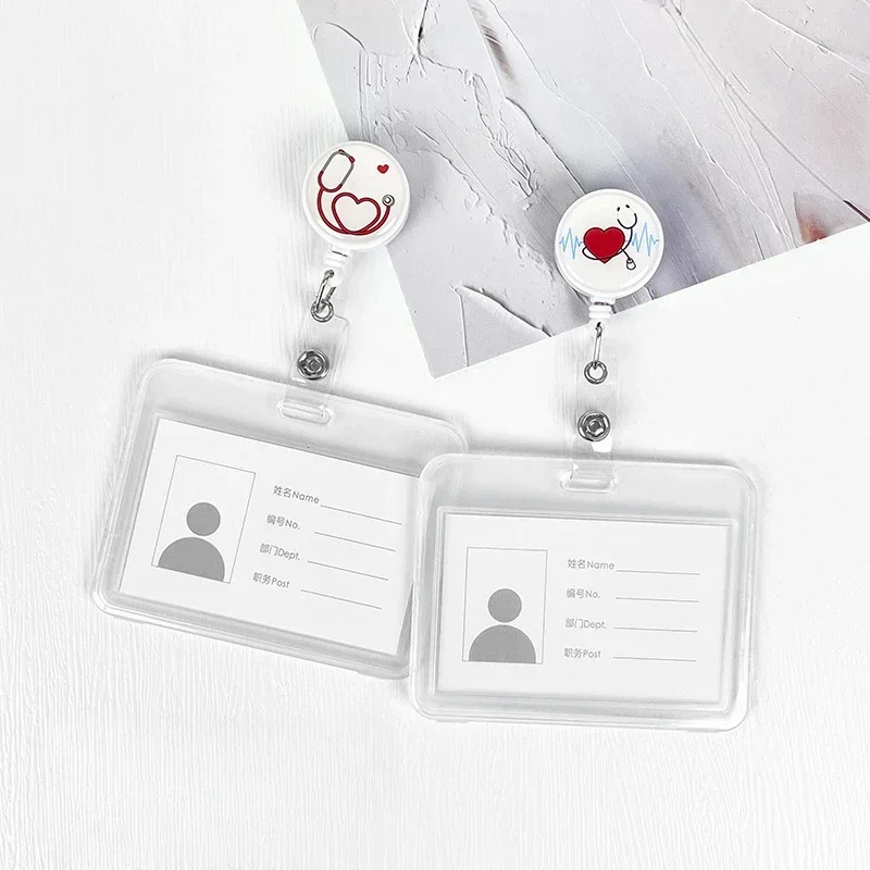 Retractable badge reel Badge holder Retractable id tag Retractable id lanyard Nurses Doctors Retractable Badge Reels Kawaii Cartoon Pattern Uniform Pocket Clips Work Card Holder Hospital Supplies