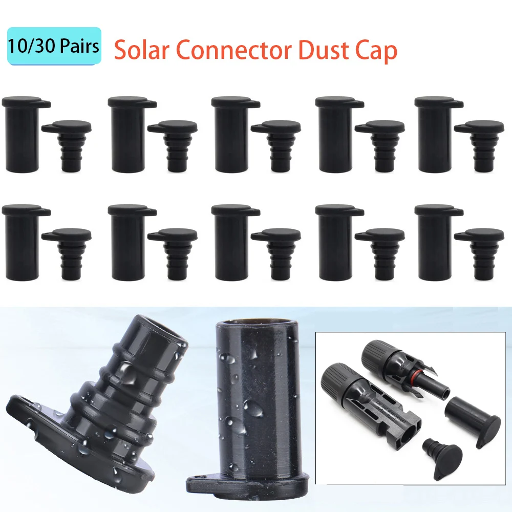 10/30 Pairs Dust Caps Waterproof Solar Panel Connector SOLAR PV Connector Rubber Cover Solar Plug Cover Flame Retardant Sleeve
