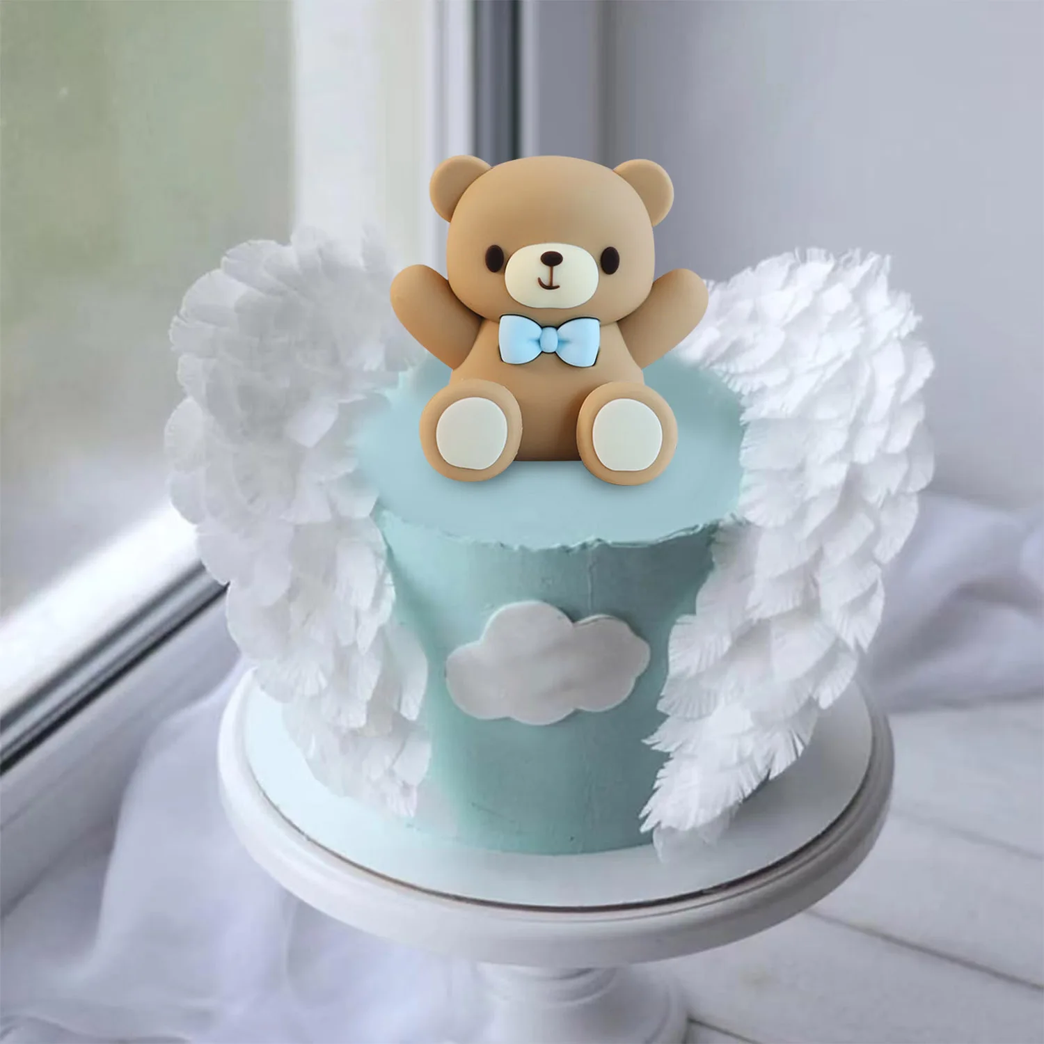 Topper Per Torta Baby Shower Con Orsetti In Argilla Polimerica Rosa E Blu - 2 Orsi + 17 Sfere