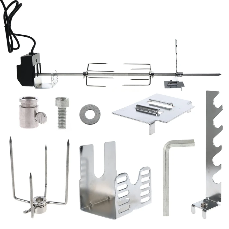 Universal Automatic Grill Rotisserie Kit with 4W Electric Motor BBQ Bracket Roaster Spit Rod Fork Complete Holders barbecue skewers barbecue tools