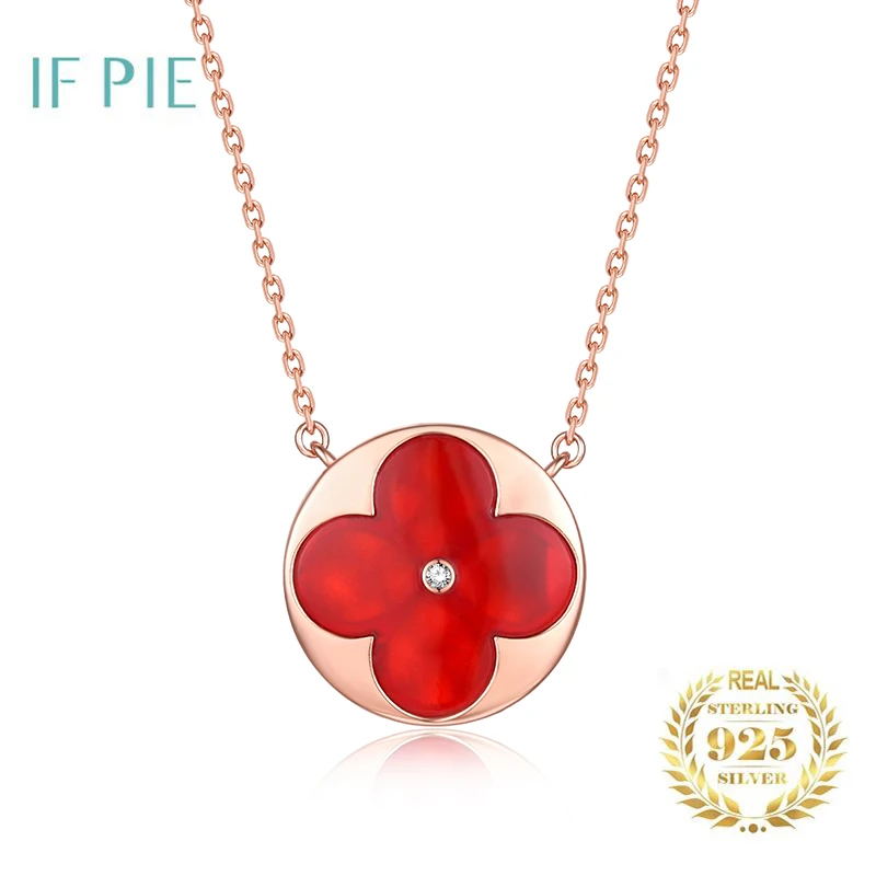 

IF PIE New Rose Gold Fashion Four-leaf Clover Necklace Sterling Silver Essential Oil Diffusion Fragrance Necklace Ladies Jewelry