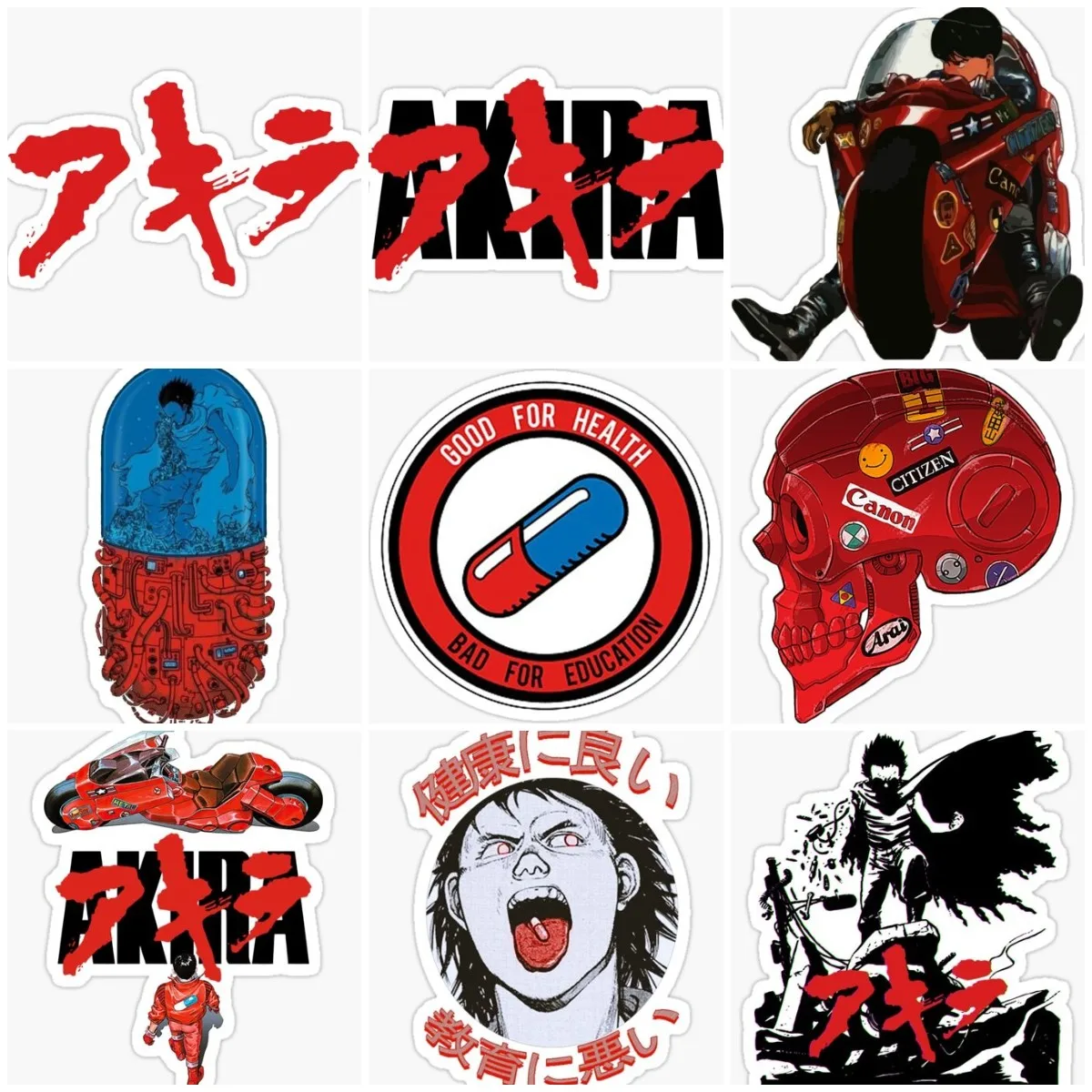 Akira Japanese Anime Capsule Sticker Wall Room Truck Window Car Bumper Laptop Moto Bicycle Van Glass Helmet Racing Camper Decal