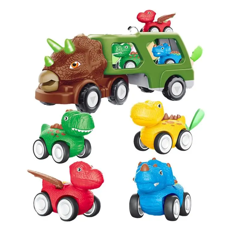 

Toy Trucks Dinosaur Toy Cars With Flashing Lights Dinosaur Truck For Kids With 4 Soft Rubber Dinosaur Car VehiclesCars Preschool