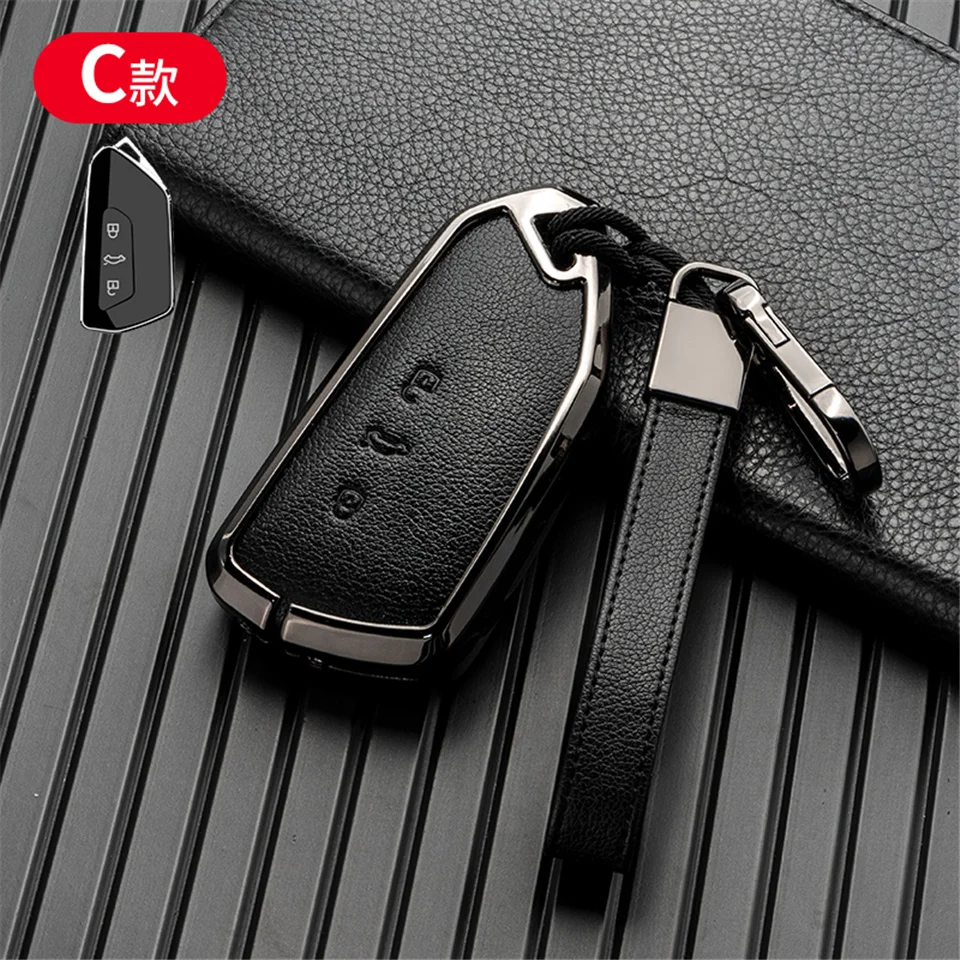 Custodia per chiave auto in lega di zinco pelle per VW Golf 8 Mk8 2020 per Skoda Octavia 4 8 A8 MK4 VAG Group 2021 accessori per auto sedile - Sd3e05cb3b9174c559022c835ccbe1040J