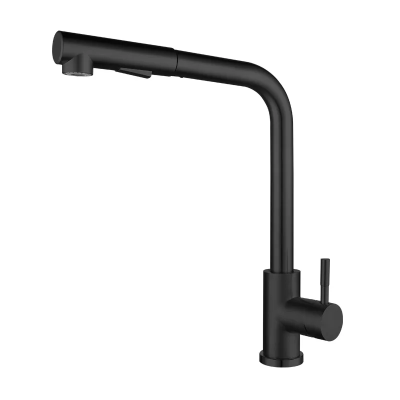 

1PC 304 Stainless Steel Kitchen Faucet Pull-out Brushed/Black Hot And Cold Mixed Water Sink Telescopic Tap