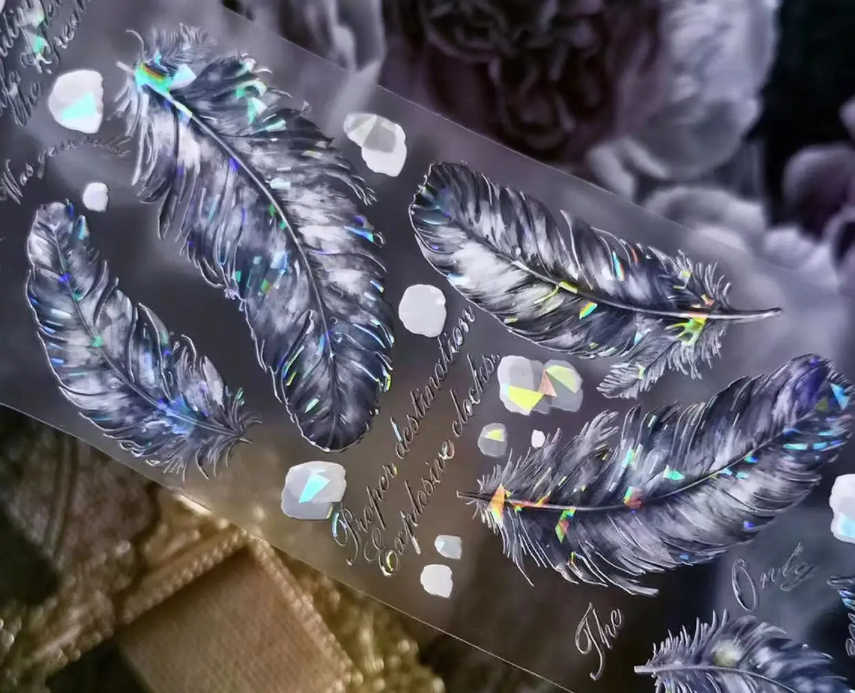 

Vintage Floating Feather Washi PET Tape Planner DIY Card Making Scrapbooking Plan Decorative Sticker