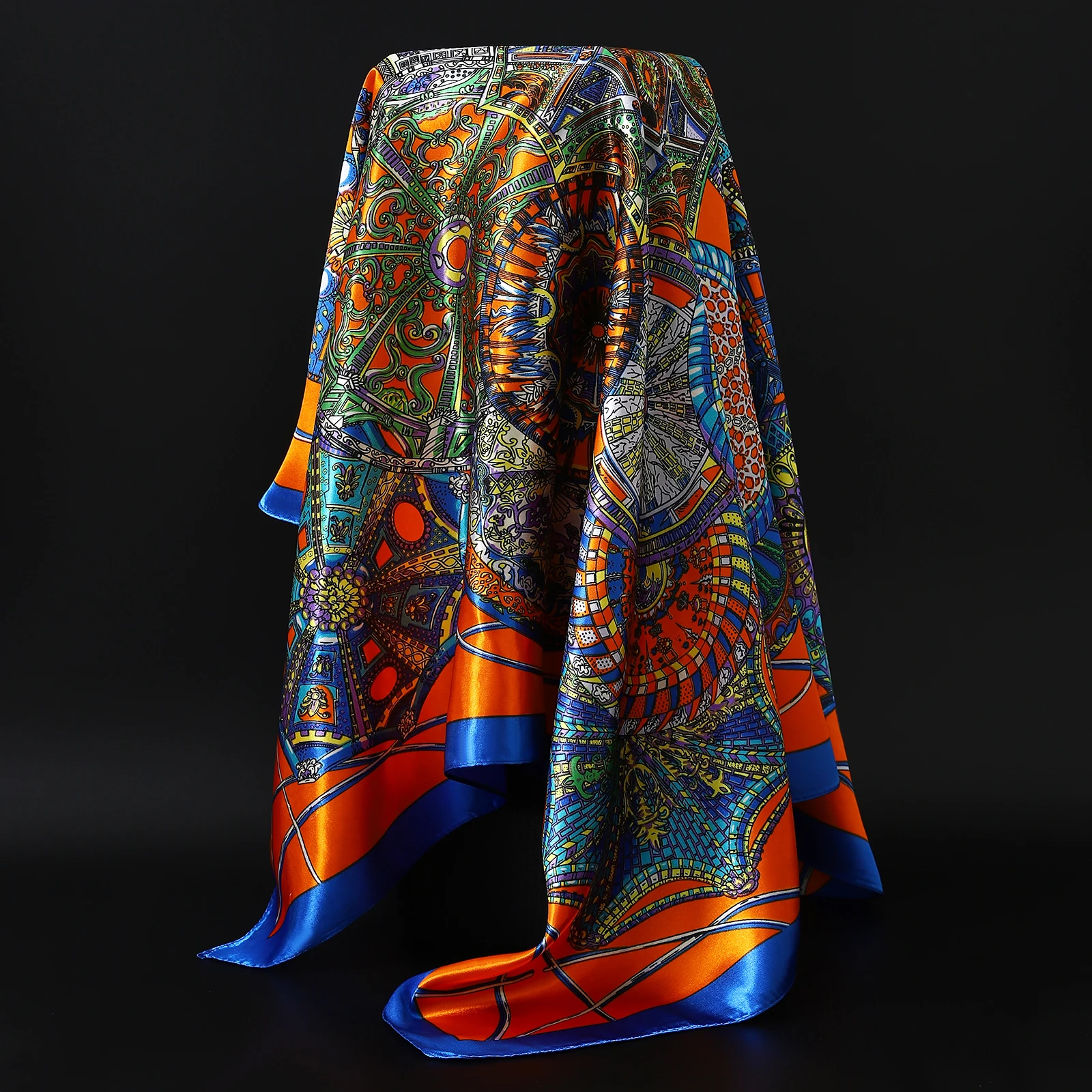 Shawls Bandannas Print Sunscreen 90X90CM Kerchief Four Seasons Square Silk Scarves Europe And America printed scarf,silk scarf,square scarf