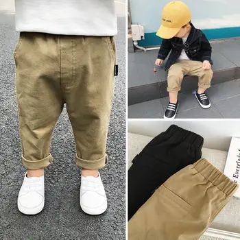 Kids' Washed Casual Elastic Waist Pants 1