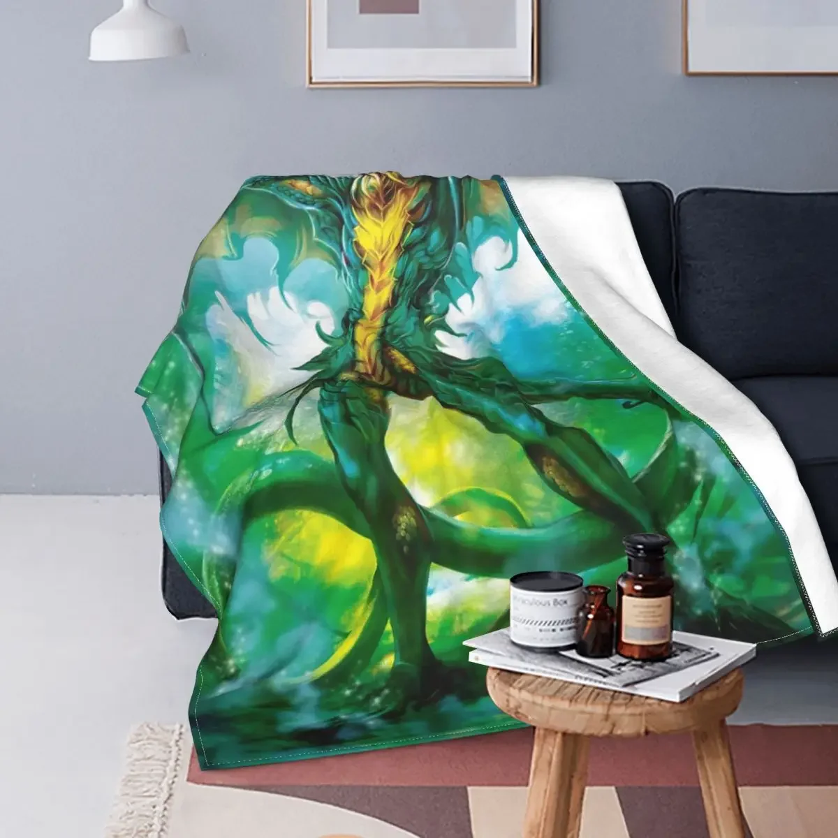

Blue Dragonman By Chainarong 2d Cgsociet Dragon Blanket Velvet Autumn Anime Manga Warm Throw Blankets for Bed Bedroom Quilt