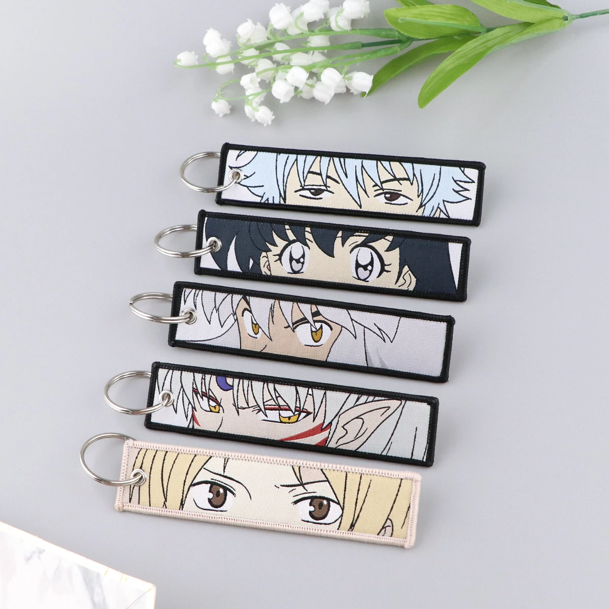 Japanese Anime Key Fobs Holder Keychain for Motorcycles Key Ring Embroidery Key Tag Fashion Backpack Chaveiro