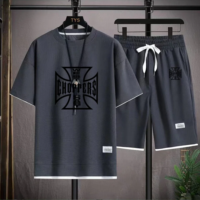 West Coast Choppers Men's Casual T-shirt & Shorts Set Men's Sportswear Loose Workout Costume  Loose Clothing 2-Piece Summer 6