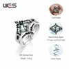 WES 925 Sterling Silver Crown Moss Agate Leaf Ring Sets for Women Mom Crystal Natural Gem Anniversary Jewelry Wholesale Gift 1