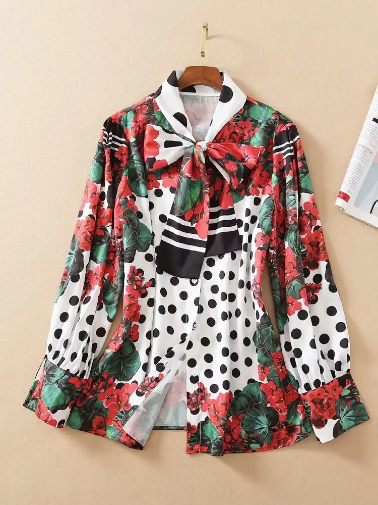 Vintage para as Mulheres Todos os Jogos de Roupas Zzsluia Blusas Polka Impresso Arco Designer Camisas Elegantes Moda Femininas Topos Dot 1 Computers & Electronics