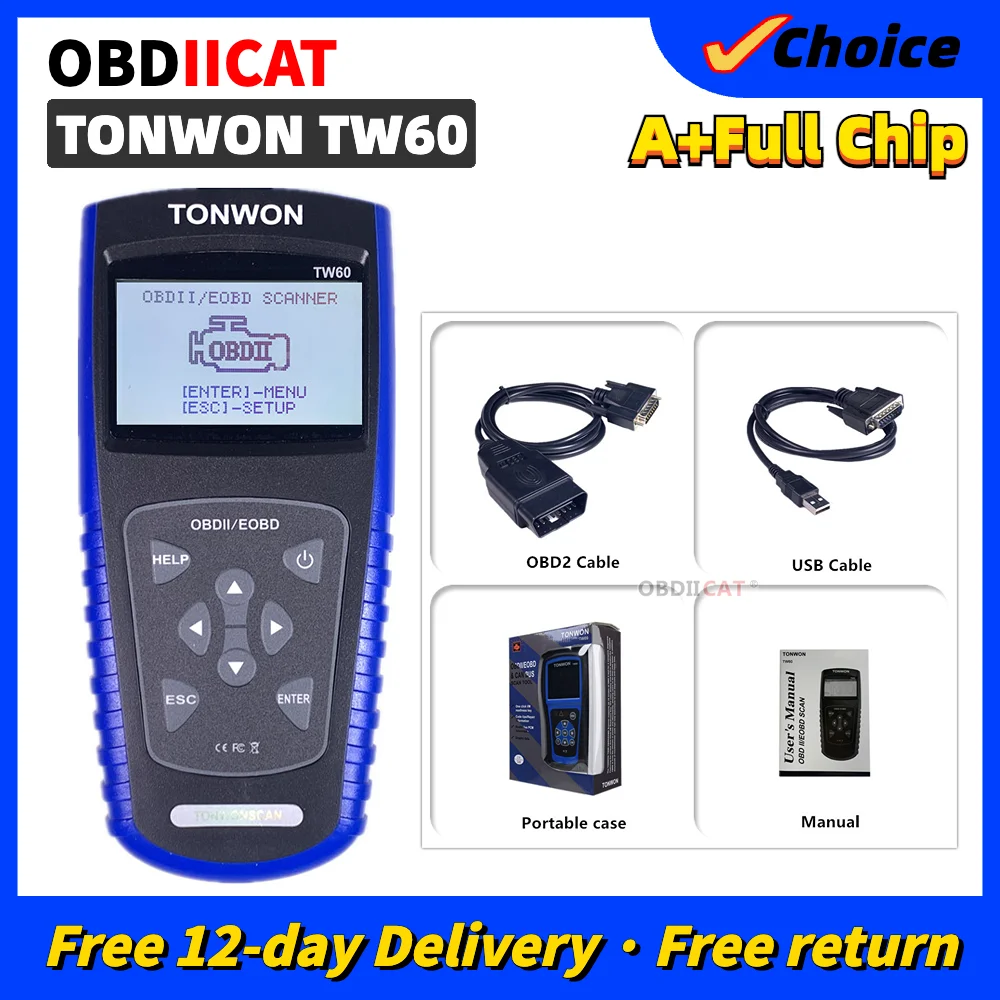 

TONWON TW60 provides full OBDII/EOBD car diagnostic function,works on most obd2 compliant USA vehicles manufactured since 1996