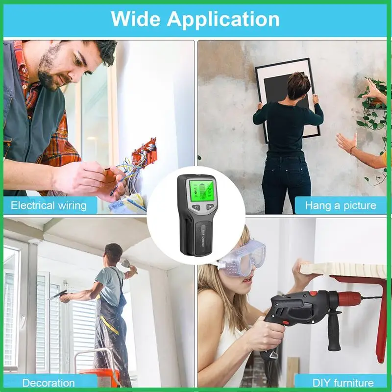 5-In-1 Studs Metal Detector Wall Scanner AC Wood Finder Cable Wires Depth Tracker Electric Box Finder Wall Detector Durable B