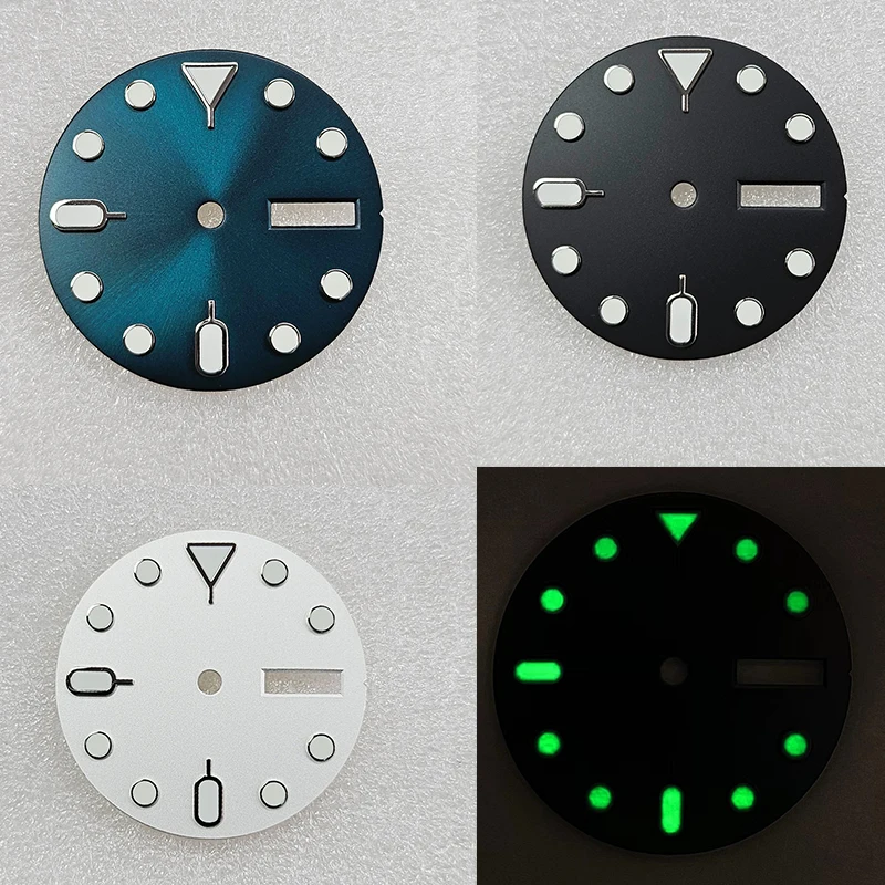 Cadran De Montre Vert Lumineux 28.5mm Pour Mouvement NH35A/4R35 - Modèle Simple Calendrier