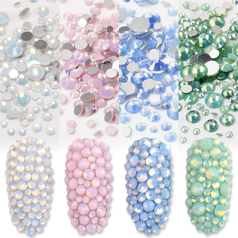 Description Picture 3 of item1 Box Milky Jelly Nail Art Rhinestones Crystal Gems Jewelry Bead Manicure Nail Charms Accessories 3D Nail Art Decorations
