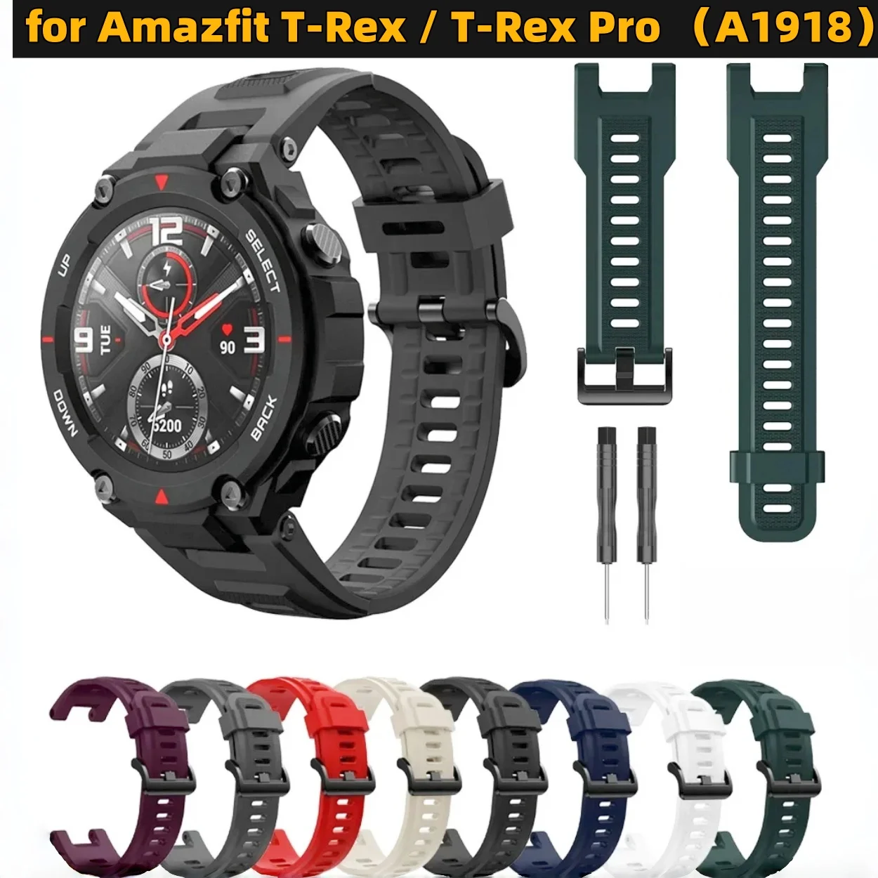Amazfit T-REX / Trex Pro용 실리콘 스트랩 Huami Amazfit T rex 팔찌 Correa용 교체 가능한 액세서리 시계줄