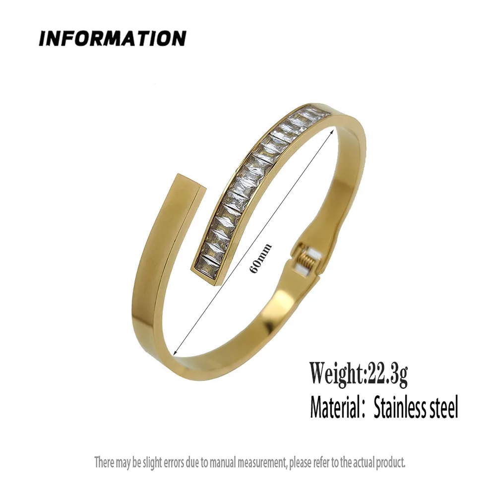 New diamond-enclosed open-end women's bracelet stainless steel 18K, light luxury high quality waterproof, gift for girls 6