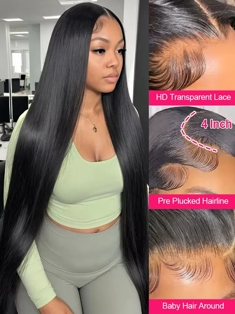 Lace Front Wig Human Hair Wigs Human Hair Wig Front Lace Wig 250 Density 30 40 Inch Bone Straight 13x6 HD Lace Frontal Wigs Preplucked 13x4 Lace Front Human Hair Wig Glueless 5x5 Closure