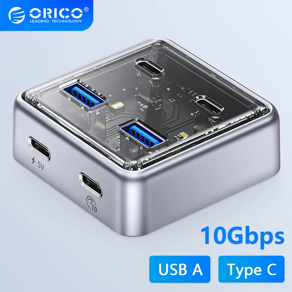 Orico-multi Hub Splitter para Laptop e pc Usb a tipo c 10gbps tipo c Multi Estação de Ancoragem Adaptador Extensor Portas