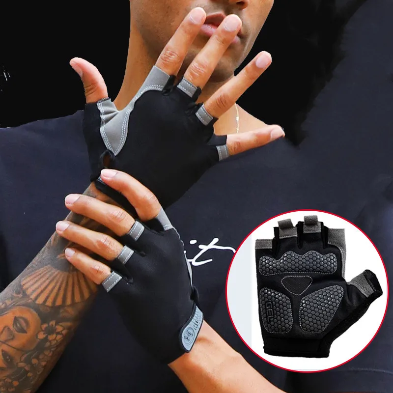 Guantes de entrenamiento, guantes negros para hombres y mujeres, guantes  transpirables de medio dedo, guantes de ejercicio de fitness, guantes