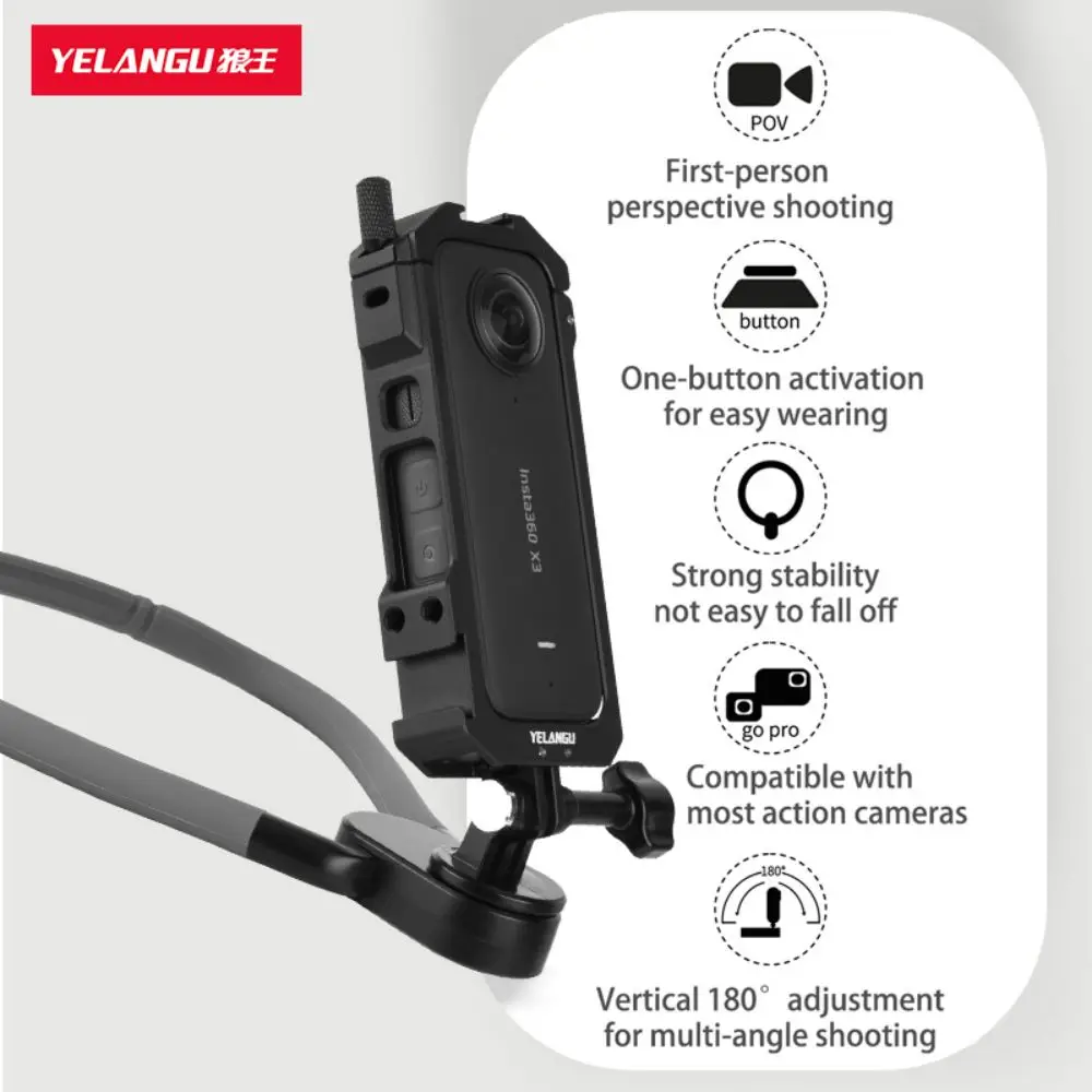 Yelangu-silicone Pescoço Hold Mount Gopro Hero 11 10 Insta360 x3 Dji Osmo Ação Câmera Telefone Vlog Acessórios - Image 4