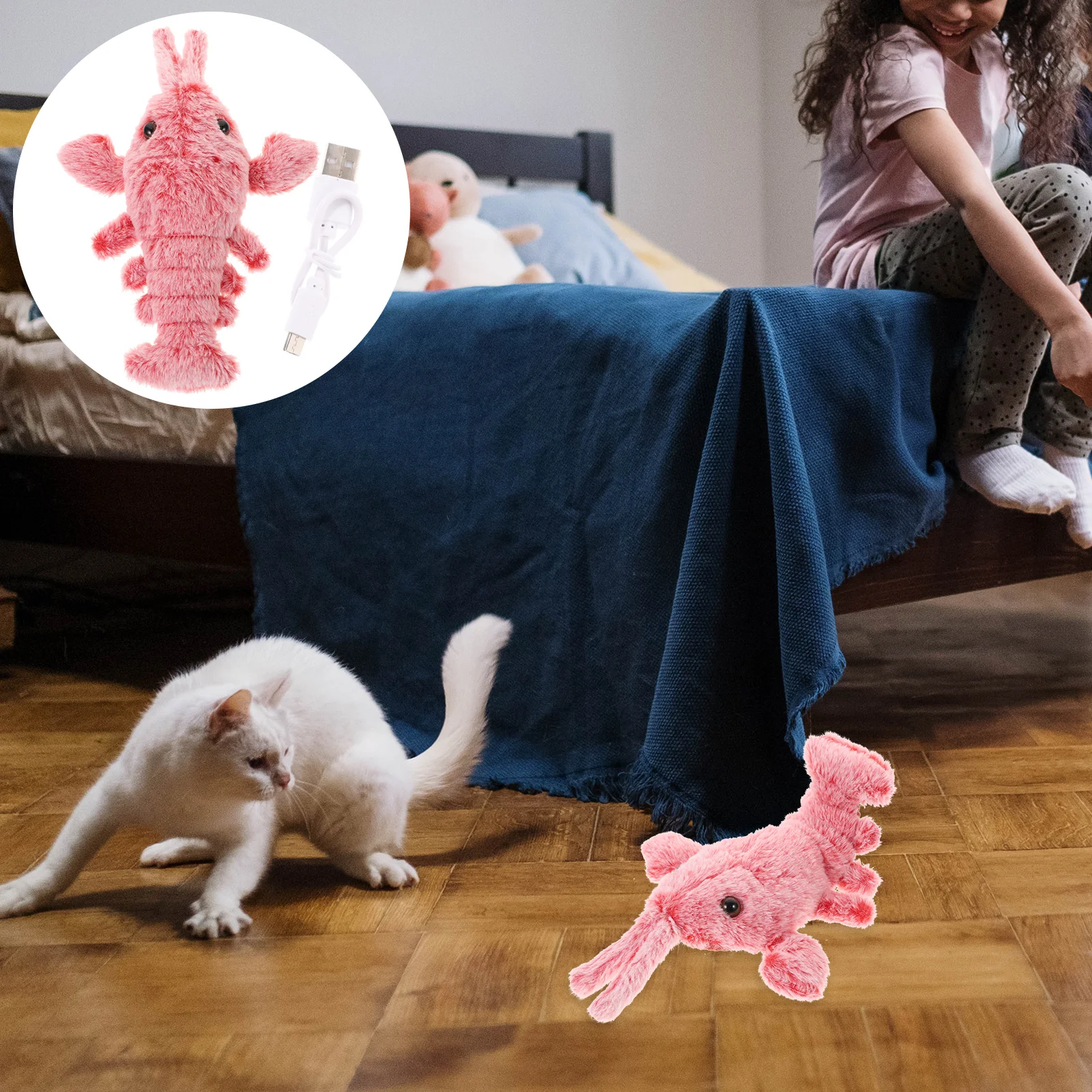 Balacoo 봉제 고양이 장난감, 전기 플로피 랍스터, 인터랙티브 씹는 박제, 애완 고양이 춤추는 움직이는 장난감