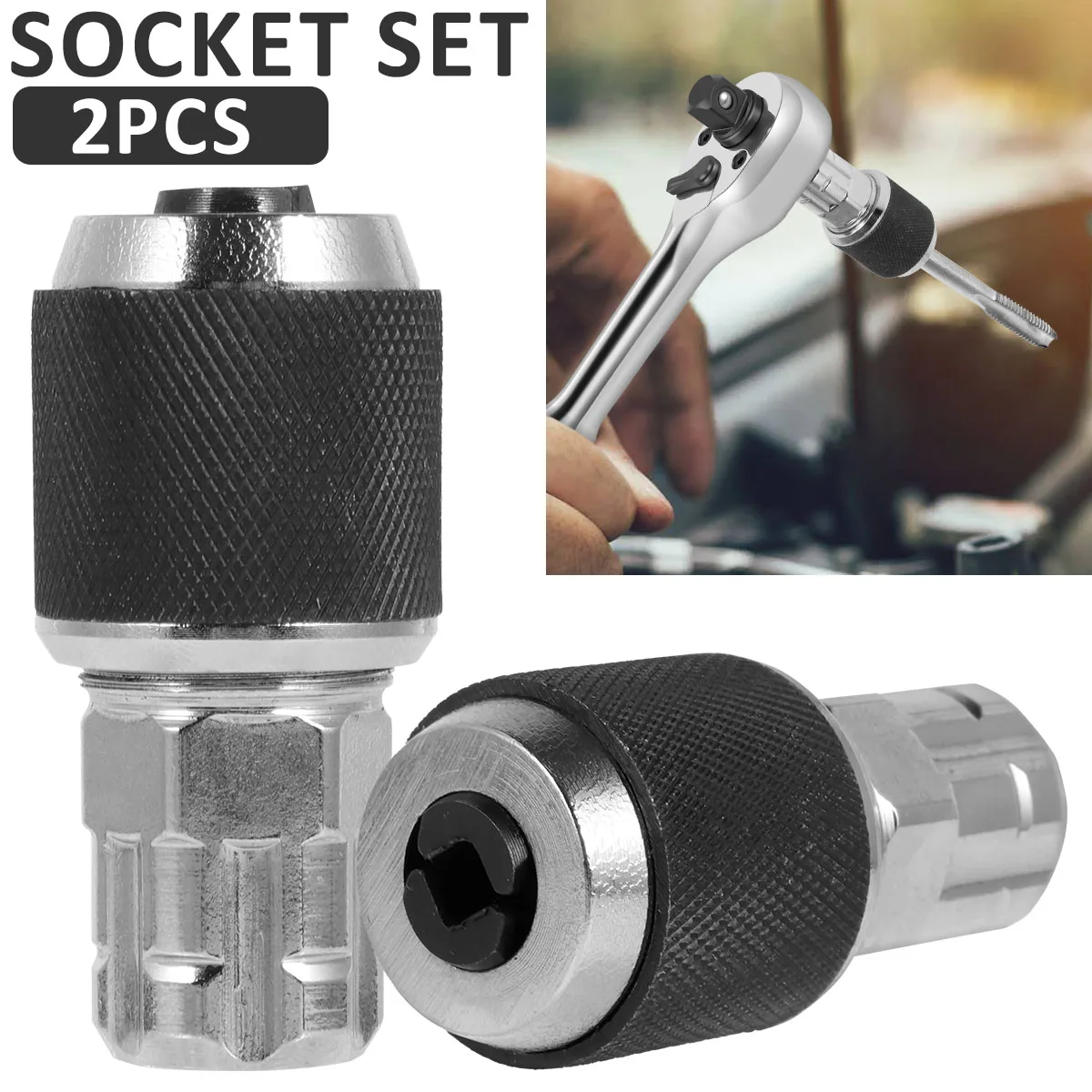 

2Pcs Tap Socket Set M3-M12 Chrome Vanadium Steel Tap Extractor Socket Kit with Adjustable Jaw Multifunctional Extraction Tool