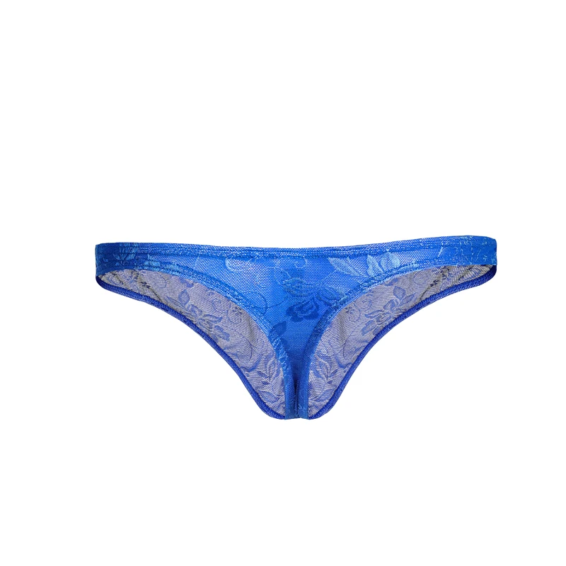 Calzoncillos personales transparentes de encaje para hombre, Tanga Sexy