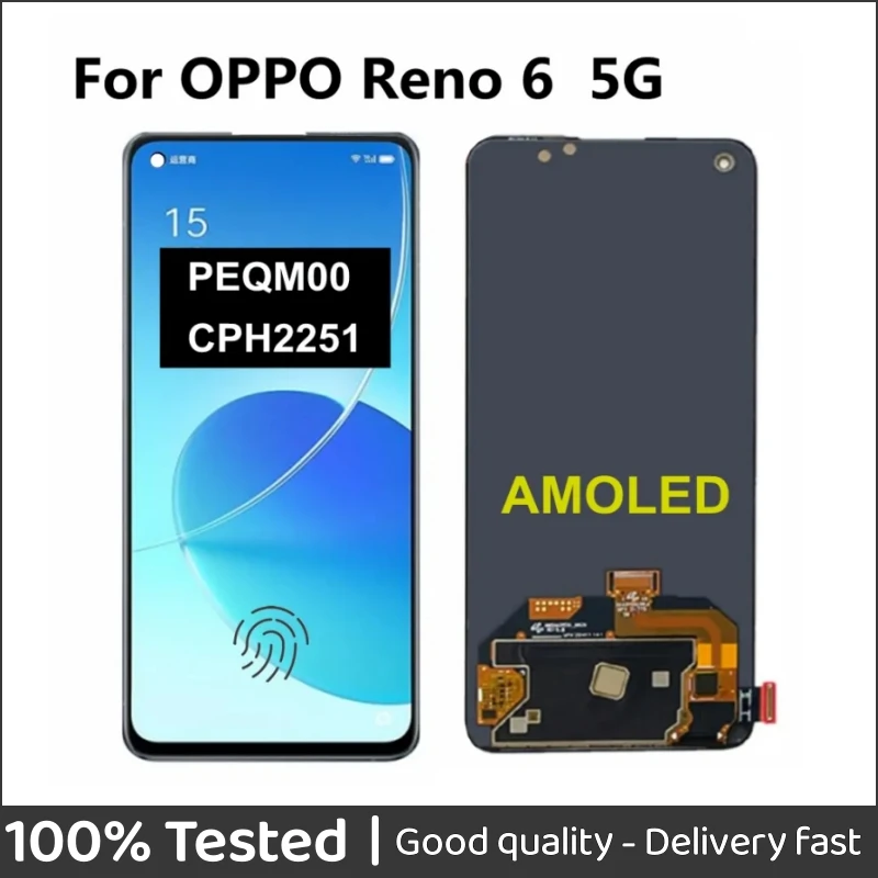 

6.43" AMOLED For OPPO Reno6 5G LCD Touch Screen Digitizer Assembly Replacement for Oppo Reno 6 5G lcd PEQM00 CPH2251