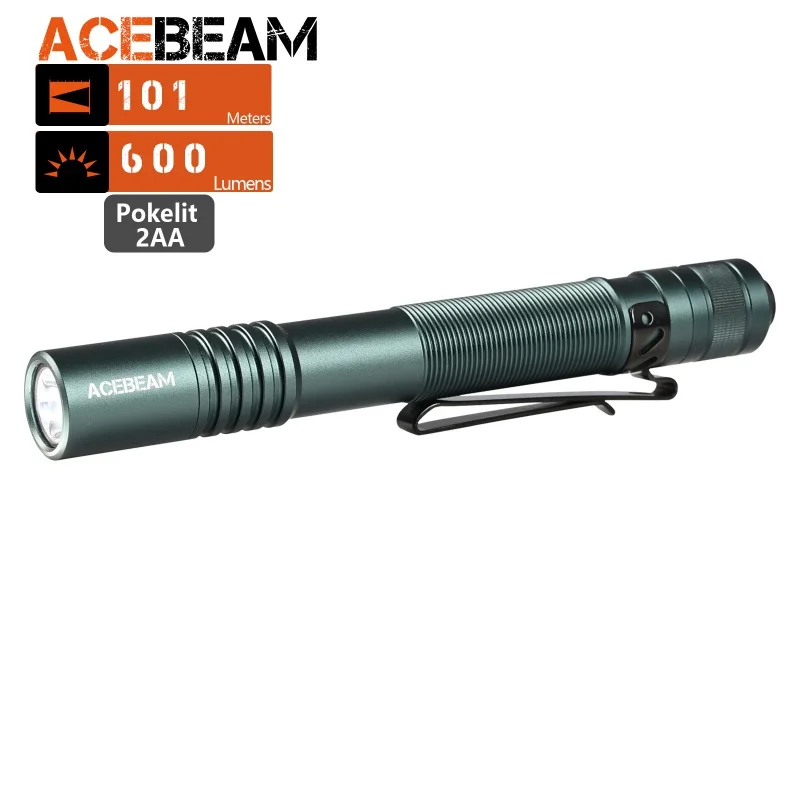 

ACEBEAM Pokelit 2AA 600 High Lumens LED Flashlight, 519A LED Portable EDC AA Flashlight, 90 High CRI Pocket Pen Lights