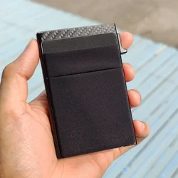 Sleek RFID Blocking Metal Wallet - Minimalist Card Holder with Secure Protection (Carbon Black)