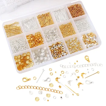 15 Grid DIY Jewelry Making Metal Accessories Material Set - 1260pcs/Box for Handmade Bracelet, Earrings & Necklace