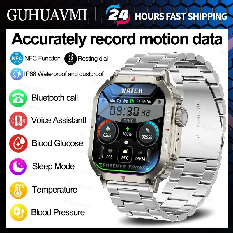 

For Huawei Xiaomi NFC Smart Watch Men Compass GPS Tracker AMOLED 330*385 HD Screen Heart Rate Bluetooth Call SmartWatch 2023 New