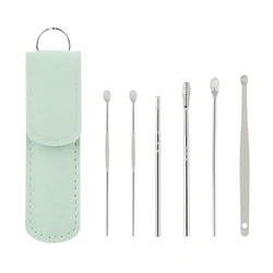 Stainless Steel Ear Cleaner and Wax Remover Kit - 6 - Piece Set (Green)