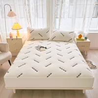 1 pc Quilted Mattress Cover White Color Letter Embroidery Bed Cover Single/Queen/King Mattress Protector Thick Fitted Bed Sheet 3