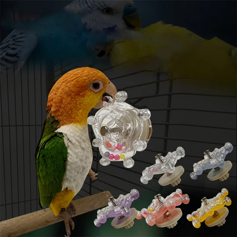 Parrot Toys UFO Spinning Colorful Wheel Relaxation Bite Stainless Steel for Little Birds