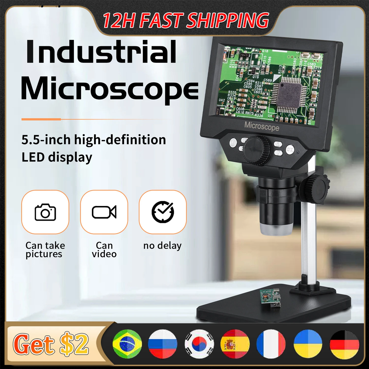 G5 Digital Microscope 5.5" 10mp 11000x Photo Video Microscopio Digital Electronic Trinocular