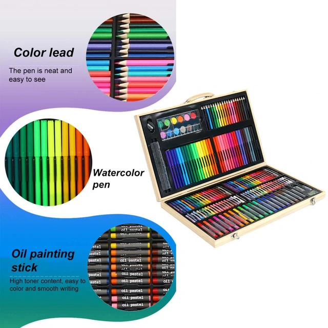 150 PCS Portable Art Set Painting & Drawing Supplies Kit, Water Color Pen  Crayon Oil Pastel Painting Tool Art Supplies for Student Kids Gift Set 