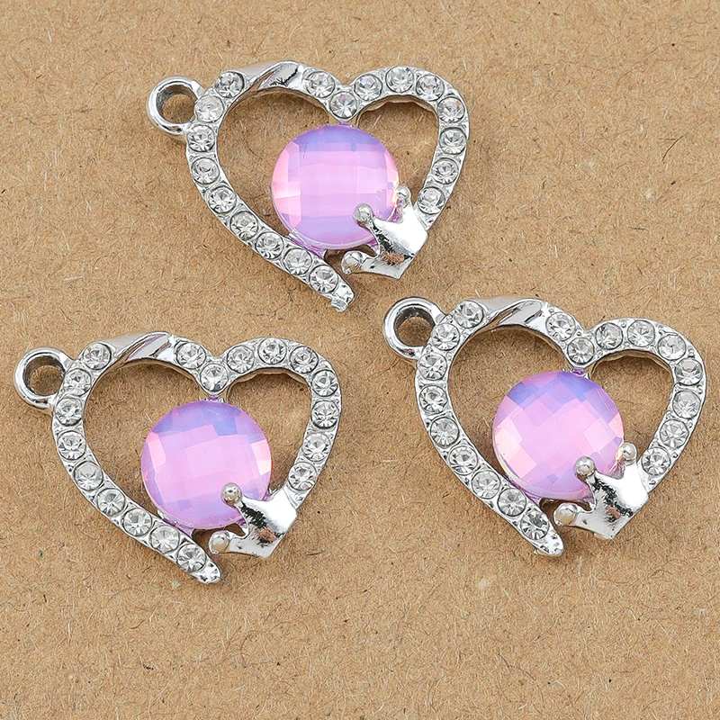 10 Stück 18*15mm Kristall CZ Liebe Herz Charms Anhänger für Schmuckherstellung DIY Ohrringe Halskette Armband Zubehör Zubehör – Detail 8
